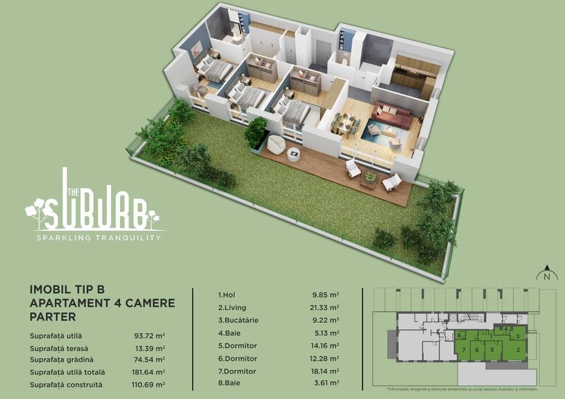 Buftea Apartament 4 camere cu gradina The Suburb